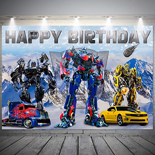 Cartoon Happy Birthday Party Backdrop, Kids Party Supplies Banner Photo Background for Boys Birthday Decoration 5 x 3FT