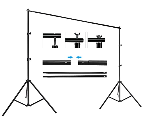 HYJ-INC Photo Video Studio Photography Backdrop Stand, 8 x 8 ft Adjustable Photo Background Holder, Back Drop Banner Stand Support System Kit with Carry Bag