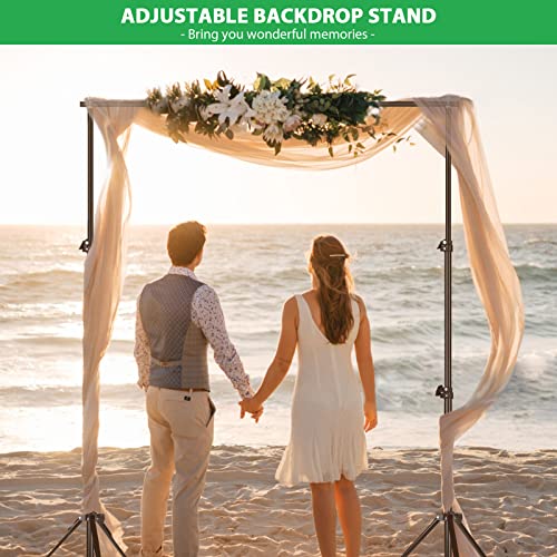 Hpusn Adjustable Backdrop Stand Kit 10ft: Photo Video Studio for Wedding Party Stage Decoration, Background Support System Kit for Photography Studio with Clamp, Sand Bag, Carry Bag