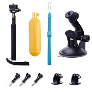 TEKCAM Action Camera Accessories Kits Bundle Compatible with Gopro Hero 11 10 9 8 7/AKASO EK7000/Brave 4/7 LE/ V50X/Dragon Touch 4k Camera Car Suction Cup Mount Floating Handle Grip Selfie Stick