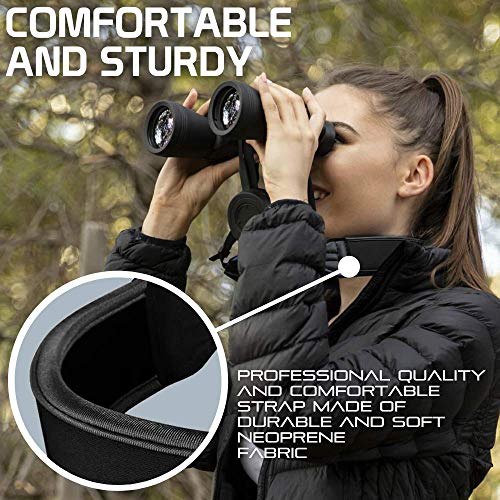 BlueCabi Neoprene Neck Shoulder Strap for Cameras and Binoculars - Comfortable Adjustable Fit for Men and Women with Anti Slip Material - Lightweight Design for Binocular Telescopes, and Rangefinders