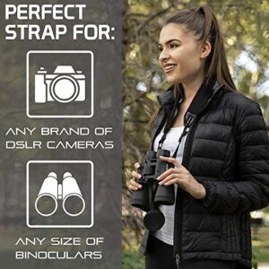 BlueCabi Neoprene Neck Shoulder Strap for Cameras and Binoculars - Comfortable Adjustable Fit for Men and Women with Anti Slip Material - Lightweight Design for Binocular Telescopes, and Rangefinders