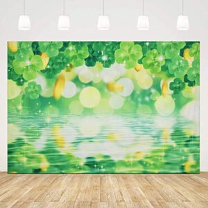 3x5ft happy st. patrick’s day backdrop shiny spring green clovers backdrop for photography green shamrock photo background for st patrick’s day decoration for children adult festival celebration party