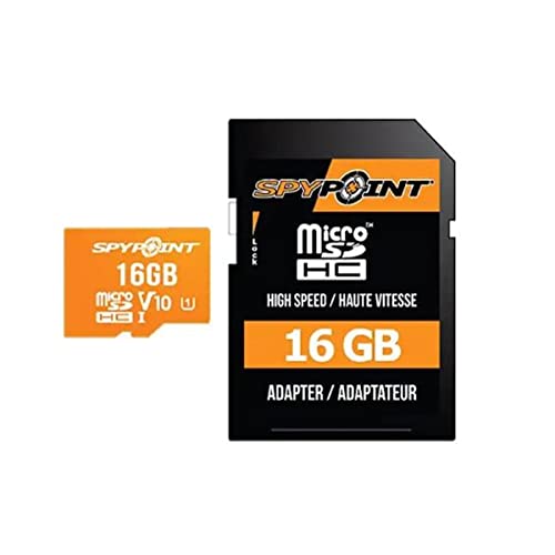 Spypoint 16GB Micro SD Card with SD Card Adapter, SDHC Class10 Memory Card for Trail Cameras (Pack of 2)