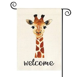 avoin giraffe garden flag vertical double sided, pet welcome quote birthday yard outdoor decoration 12.5 x 18 inch