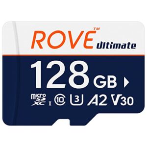 rove ultimate micro sd card microsdxc 128gb memory card with usb 3.2 type c card reader 170mb/s c10, u3, v30, 4k, a2 for dash cam, android smart phones, tablets, games