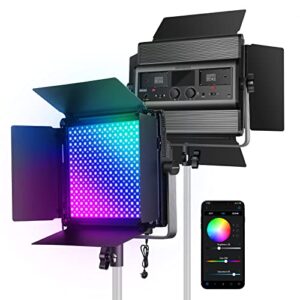 neewer rgb1200 60w rgb led video light with app & 2.4g control, 22000 lux@0.5m/1% precise min dimming/360° rgb/ cri 97+/tlci 98+/2500k-8500k/18 light scenes for studio lighting photography videography