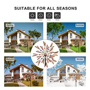 Kinetic Wind Spinners with Solar Powered Glass Ball, 79 Inches Outdoor Metal Large Wind Sculptures & Double Windmill Spinner, for Outdoor Yard Lawn Garden Decorations