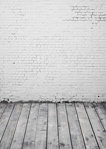 white brick wall gray wooden floor photography backdrop 5x7ft polyester baby cake smash birthday party background newborn portrait photo background shoot props supplies