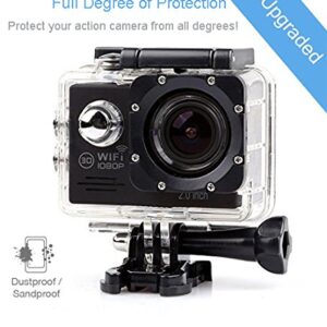 TEKCAM Action Camera Waterproof Case Underwater Protective Housing Case Compatible with AKASO EK7000/REMALI CaptureCam/Apexcam/Vemont/HLS/Jadfezy/AWOLFANG GA300 Action Camera