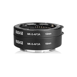 meike mk-s-af3a metal auto focus macro extension tube adapter ring (10mm+16mm) for sony mirrorless e-mount fe-mount a7 nex camera a7 a7m2 nex3 nex5 nex6 nex7 a5000 a5100 a6000 a6300 a6500 a9 a7iii