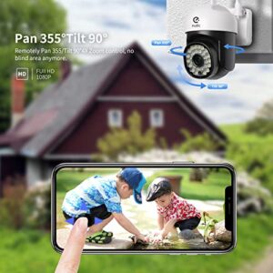 Security Camera Outdoor 2 Pack, 2.4G/5G WiFi 360° PTZ Security Cameras Outdoor for Home Security,Night Vision, Human PIR Detection, 2 Way Audio,IP65, Free Cloud Storage