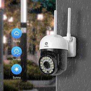 Security Camera Outdoor 2 Pack, 2.4G/5G WiFi 360° PTZ Security Cameras Outdoor for Home Security,Night Vision, Human PIR Detection, 2 Way Audio,IP65, Free Cloud Storage