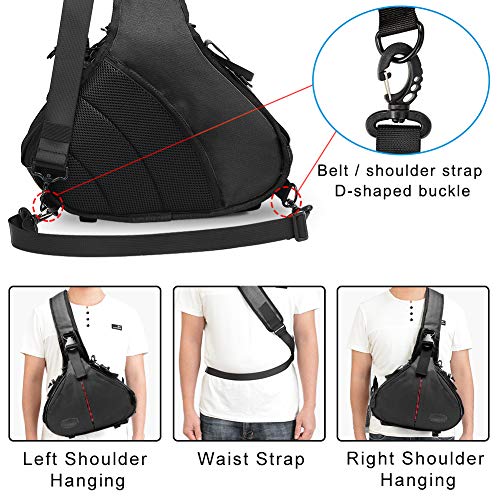 CADeN Camera Bag Sling Backpack Camera Case Waterproof with Rain Cover Tripod Holder, Compatible for DSLR/SLR Mirrorless Cameras (Canon Nikon Sony Pentax) and Accessories Black