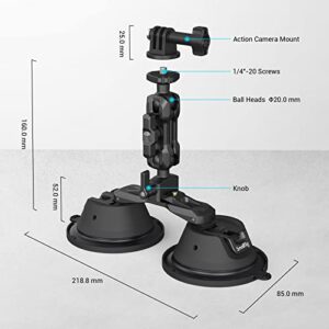 SmallRig Camera Suction Cup Mount, Mount for GoPro, on Car Window, Windshield, for Sony DSLR, Lightweight Camera, Vehicle Shooting,Vlogging, Mobile Phone, Action Camera with Action Camera Mount - 3566