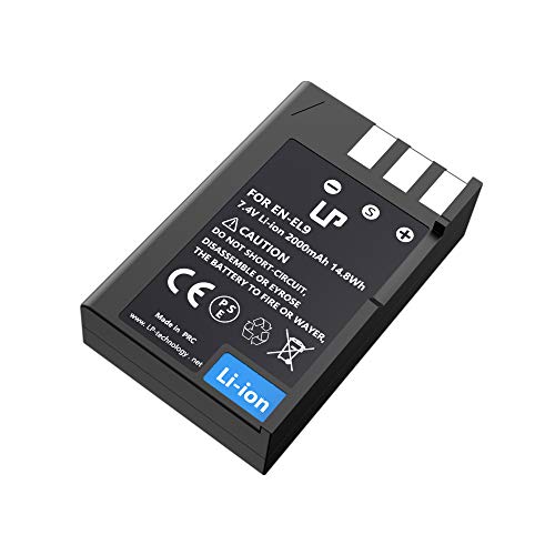 EN-EL9 EN EL9a Battery, LP Rechargeable Li-Ion Battery, Compatible with Nikon D40, D40X, D60, D3000, D5000 Cameras, Nikon MH-23 Charger