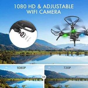 Drones with Camera for Adults /Kids /Beginners - 1080P HD Drones for Adults, 120° Wide-Angle Kids Drone, Safe Design & Easy to Control with Remote/APP/Voice, 18 Mins Flight Time, Ideal Girls/ Boys Gift