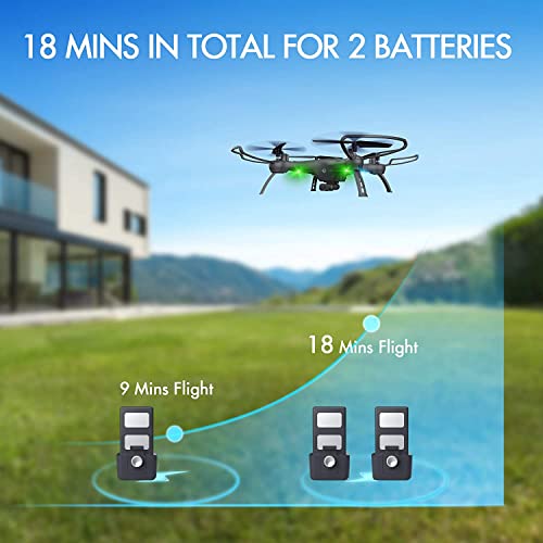 Drones with Camera for Adults /Kids /Beginners - 1080P HD Drones for Adults, 120° Wide-Angle Kids Drone, Safe Design & Easy to Control with Remote/APP/Voice, 18 Mins Flight Time, Ideal Girls/ Boys Gift