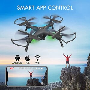 Drones with Camera for Adults /Kids /Beginners - 1080P HD Drones for Adults, 120° Wide-Angle Kids Drone, Safe Design & Easy to Control with Remote/APP/Voice, 18 Mins Flight Time, Ideal Girls/ Boys Gift