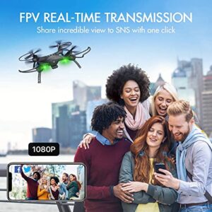 Drones with Camera for Adults /Kids /Beginners - 1080P HD Drones for Adults, 120° Wide-Angle Kids Drone, Safe Design & Easy to Control with Remote/APP/Voice, 18 Mins Flight Time, Ideal Girls/ Boys Gift