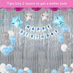 3 Pack Fringe Curtains Party Decorations,Tinsel Backdrop Curtains for Parties,Photo Booth Wedding Graduations Birthday Christmas Event Party Supplies (Silver)