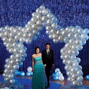 Twinkle Star 2 Pack Photo Booth Backdrop Foil Curtain Tinsel Backdrop Environmental Background for Birthday Party, Wedding, Graduation, Christmas Decorations (Blue)