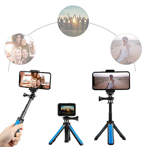 Taisioner Mini Pocket Selfie Stick Shorty Tripod Handle Grip Pole Three in One for GoPro AKASO Insta360 DJI Osmo Action Camera and Smart Phone Kid Adult Available Accessories