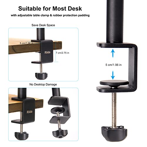 Riida Camera Desk Mount Stand 19.5-44.5 inch Desk Selfie Clamp Mount Phone Holder for YouTube Video, Makeup, Selfie, Photography, Live Streaming, Tiktok