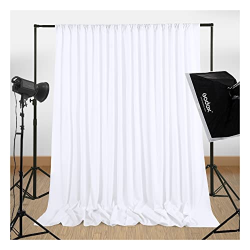 White Backdrop Curtains 2 Panels 5ft x 10ft Polyester Photo Backdrop Drapes for Wedding Party Background Decorations