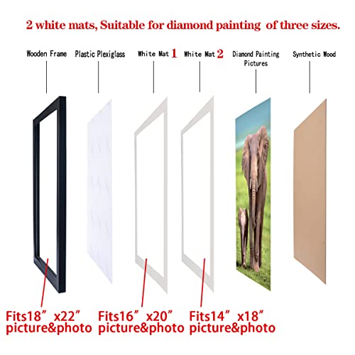 WOFFMX 18x22 Diamond Painting Picture Frames 16x20 Diamond Art Frames Wood ,Display Pictures16x20 Inch/ 40x50 cm with Mat or 18x22 Inch/45x55cm Without Mat, Diamond Embroidery Photo Frame 14x18 Diamond Art Frames Black (YK05p)