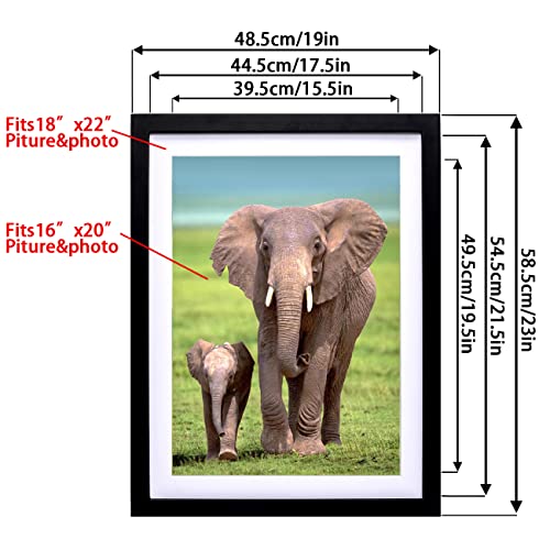 WOFFMX 18x22 Diamond Painting Picture Frames 16x20 Diamond Art Frames Wood ,Display Pictures16x20 Inch/ 40x50 cm with Mat or 18x22 Inch/45x55cm Without Mat, Diamond Embroidery Photo Frame 14x18 Diamond Art Frames Black (YK05p)