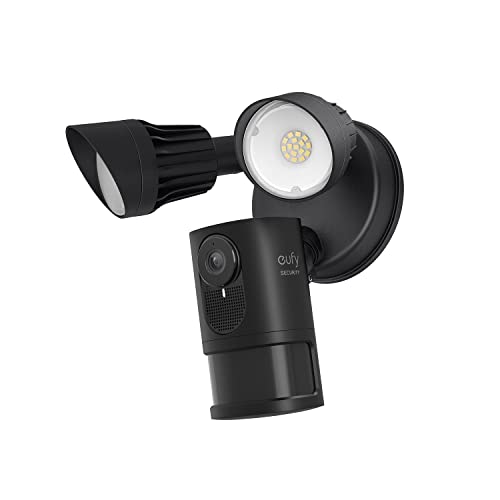 eufy security Floodlight Camera E with Built-in AI, 2K Resolution, 2-Way Audio, No Monthly Fees, 2000-Lumen Brightness, Weatherproof, Existing Outdoor Wiring and Weatherproof Junction Box Required