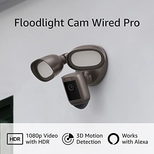 Introducing Ring Floodlight Cam Wired Pro with Bird’s Eye View and 3D Motion Detection, Dark Bronze