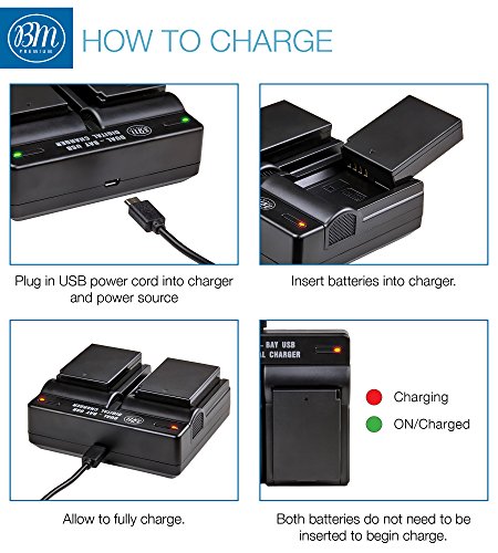 BM Premium Pack of 2 LP-E10 Batteries and USB Dual Battery Charger Kit for Canon EOS Rebel T3, T5, T6, T7, Kiss X50, Kiss X70, EOS 1100D, EOS 1200D, EOS 1300D, EOS 2000D Digital Cameras