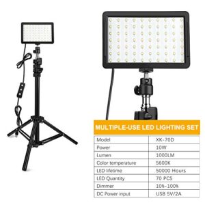 3 Packs 70 LED Video Light with Adjustable Tripod Stand/Color Filters, Obeamiu 5600K USB Studio Lighting Kit for Tablet/Low Angle Shooting, Collection Portrait YouTube Photography