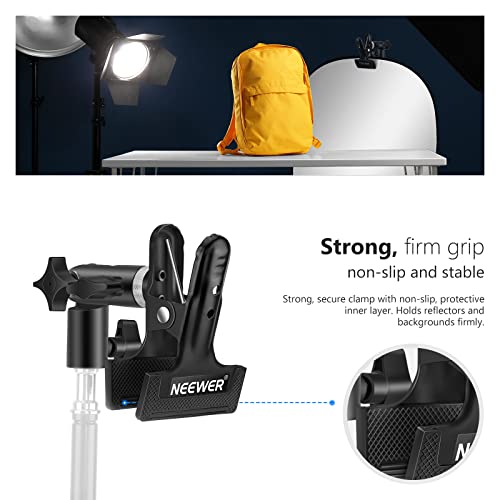 NEEWER Photo Studio Heavy Duty Metal Clamp Holder with 5/8" Light Stand Attachment for Reflector
