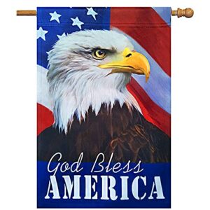 god bless america patriotic house garden flag 28×40- vertical double sided american eagle 4th of july independence day garden house flags banner outdoor wall decorative