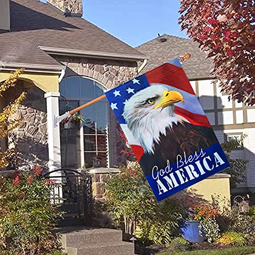 God Bless America Patriotic House Garden Flag 28x40- Vertical Double Sided American Eagle 4th of July Independence Day Garden House Flags Banner Outdoor Wall Decorative