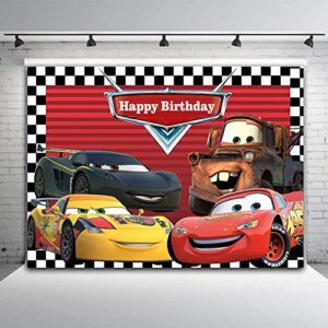 Racing Story Route 66 Car Photography Backdrop Red Gird Checkered Flag Boy Kids Birthday Cars Backdrop Mobilization Photo Background Party Banner Photobooth Studio Props Decoration Vinyl 5x3ft