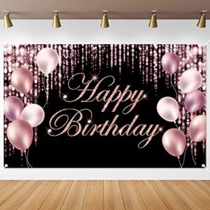 rose gold happy birthday banner backdrop large happy birthday yard sign backgroud it’s my birthday backdrop baby shower party indoor outdoor car decoration supplies for women girl