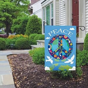 AOKDEER Peace Garden Flag, Burlap Double Sided Small Peace Sign Flag 12x18 Inch, World Peace Garden Flag for Outside, Inspirational White Dove Seasonal Yard Flag, Rainbow World Outdoor Flag Decoration