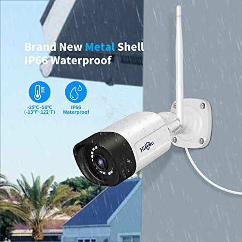 Hiseeu 2K Security Camera Wireless Outdoor, 2-Way Audio, 3MP Surveillance Cameras, IP66 Waterproof, 2.4Ghz Only, Motion Detection, IR Night, SD Storage, Compatible WiFi System, Work with Alexa