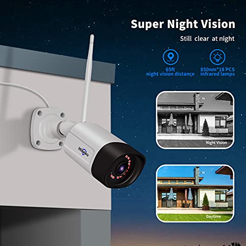 Hiseeu 2K Security Camera Wireless Outdoor, 2-Way Audio, 3MP Surveillance Cameras, IP66 Waterproof, 2.4Ghz Only, Motion Detection, IR Night, SD Storage, Compatible WiFi System, Work with Alexa