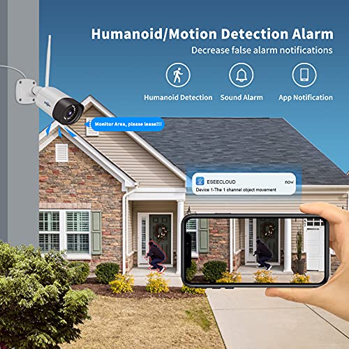 Hiseeu 2K Security Camera Wireless Outdoor, 2-Way Audio, 3MP Surveillance Cameras, IP66 Waterproof, 2.4Ghz Only, Motion Detection, IR Night, SD Storage, Compatible WiFi System, Work with Alexa