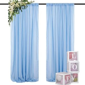 chiffon backdrop curtain 10ft long baby blue chiffon fabric drapes for wedding ceremony sheer curtains 2 panels 29”x120” photography backdrop drapes sky blue polyester chiffon backdrop