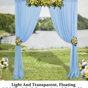 Chiffon Backdrop Curtain 10FT Long Baby Blue Chiffon Fabric Drapes for Wedding Ceremony Sheer Curtains 2 Panels 29''x120'' Photography Backdrop Drapes Sky Blue Polyester Chiffon Backdrop