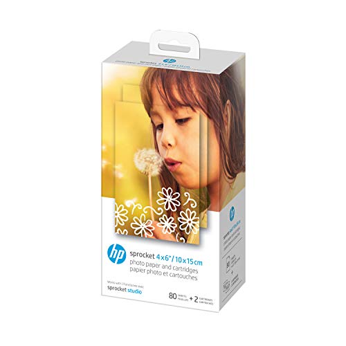 HP Sprocket Studio 4x6 Photo Paper & Cartridges (80 Sheets - 2 Cartridges) Compatible ONLY with HP Studio Printer.