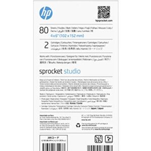 HP Sprocket Studio 4x6 Photo Paper & Cartridges (80 Sheets - 2 Cartridges) Compatible ONLY with HP Studio Printer.