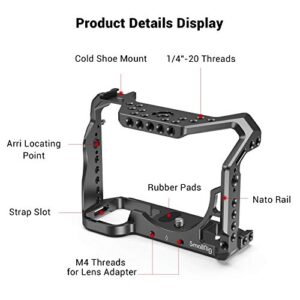 SmallRig A7RIII / A7III / A7M3 Camera Cage for Sony A7RIII / A7III / A7M3 Camera (ILCE-7RM3 / A7R Mark III), w/ Shoe Mount, Built-in NATO Rail, Accessible for Sony XLR-K2M/K1M, Black – 2087