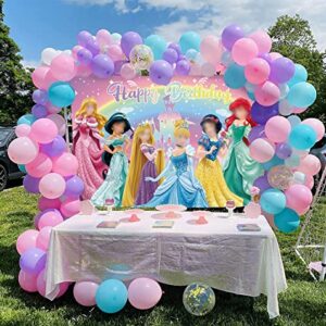 Princess Birthday Backdrop Princess Theme Photography Background Girls Party Supplies Princess Baby Shower Decorations Cake Table Banner Kids Photo Booth Props 5x3FT